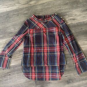 J. Crew Multicolor Plaid Shirt rhinestone buttons Sz 8